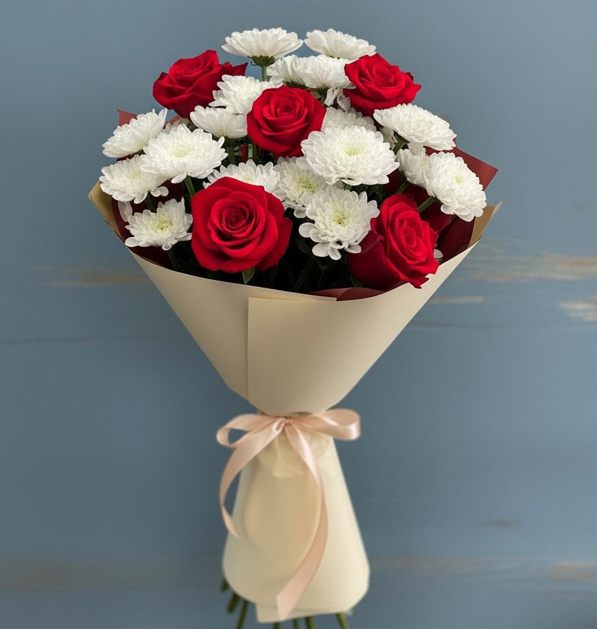 Букет цветов из: Розы и Хризантемы в Жуковский