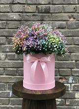 Цветочная композиция из Гипсофила и Розы в шляпной коробке в Жуковский