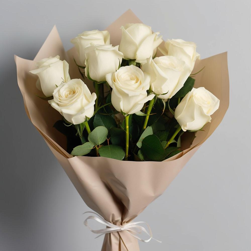 Букет 9 Белых роз Эдлесс Лав в Жуковский