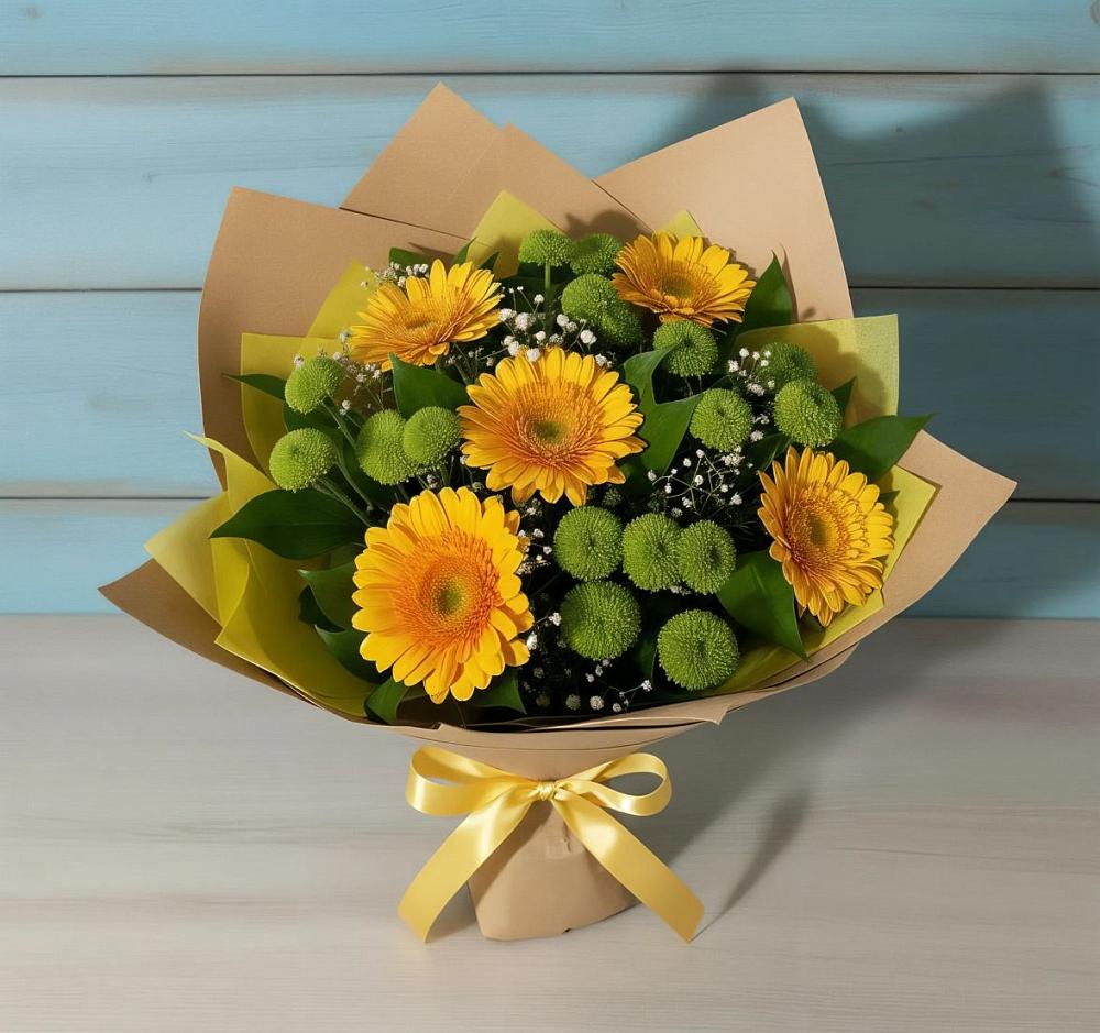 Букет цветов из: Герберы и Хризантемы в Жуковский