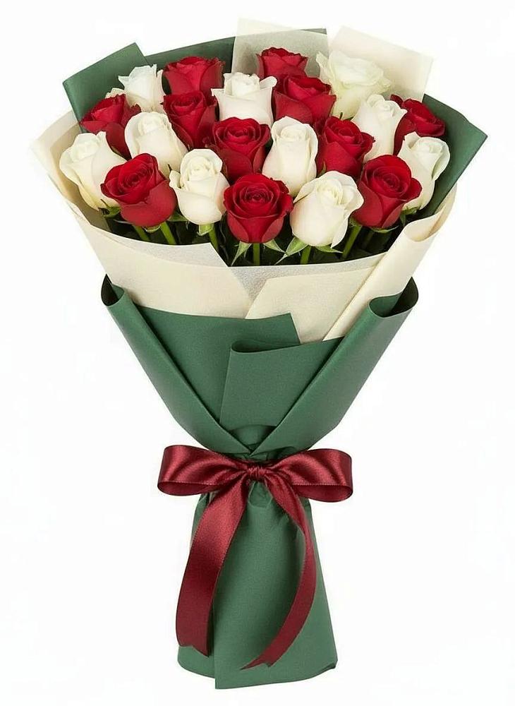 Букет Микс из красных и белых роз в Жуковский