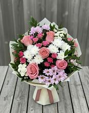 Букет цветов из:  Альстромерии, Гвоздики, Розы и Хризантемы в Жуковский