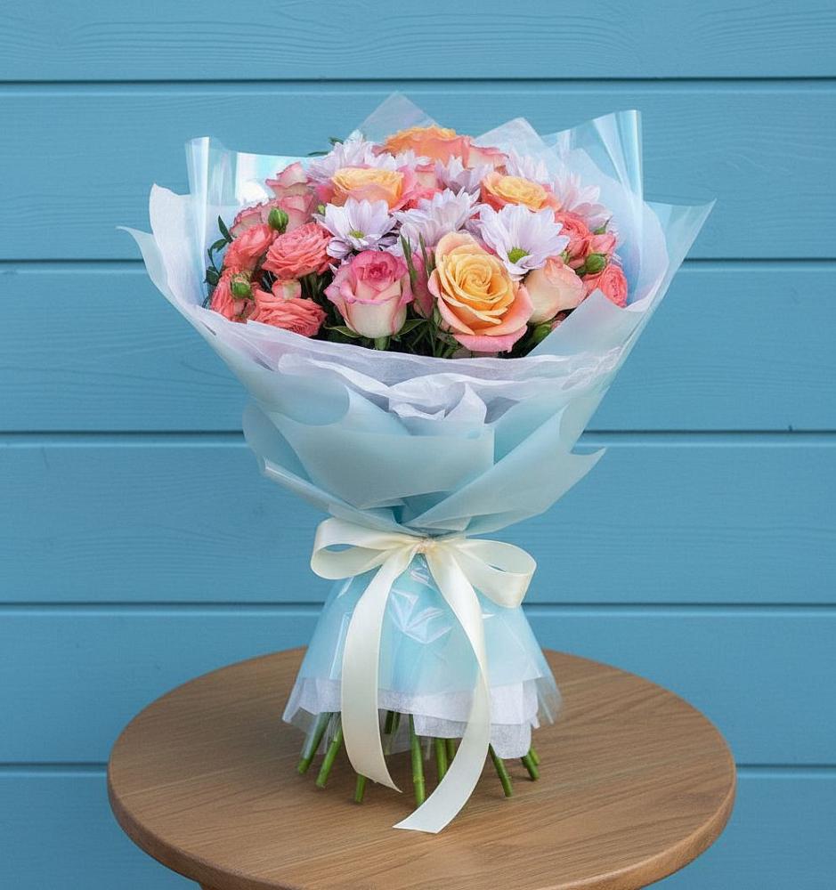 Букет цветов из: Хризантемы и Розы в Жуковский