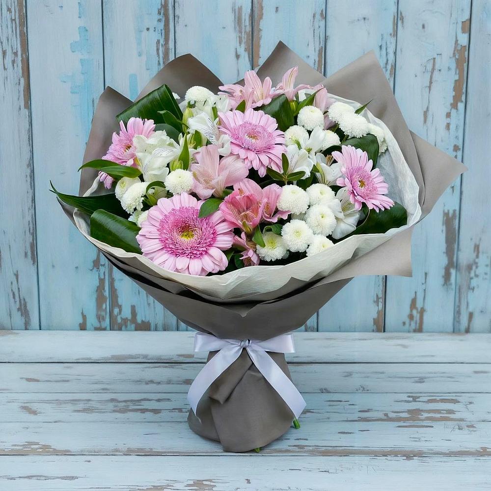 Букет цветов из: Герберы, Альстромерии и Хризантемы в Жуковский