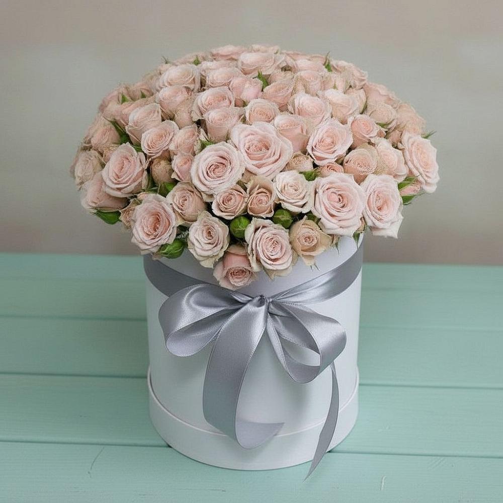 Цветочная композиция из Розы в шляпной коробке в Жуковский